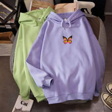 Fashion Vintage Harajuku Hoodie Women Leaf Butterfly Print Long Sleeve Casual Drawstring Sports Sweatshirt Ladies Streewear 2024 - buy cheap