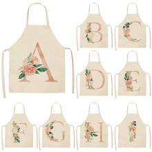 1Pc Pink Letter Flower Kitchen Chef Aprons for Women Cotton Linen Bibs Household Cleaning Pinafore Home Cooking Apron 53*65cm 2024 - buy cheap