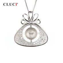 CLUCI Silver 925 Pearl Pendant Mounting Oval Shaped 925 Sterling Silver Charm Pendant for Necklace Jewelry Women Pendant SP091SB 2024 - buy cheap