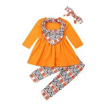 2019 Baby Spring Autumn Clothing Halloween Toddler Kid Baby Girl Top Dress Pants Scarf Headband 4Pcs Outfits Clothes 1-7T 2024 - buy cheap