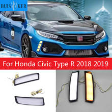 2Pcs DRL For Honda Civic Type R 2018 2019 Led Daytime Running Lights Yellow Turn Signal Lamp ABS Waterproof 2024 - buy cheap