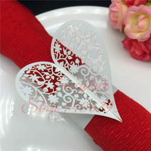 50 шт./лот, креативное кольцо для бумажных салфеток в форме сердца, цветка, лазерная резка, украшение для свадебного ужина, стола, пряжки для салфеток 2024 - купить недорого