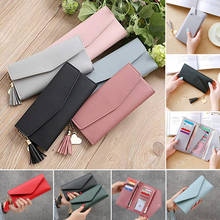 2021 Fashion Womens Wallets Simple Zipper Purses Black Purple Gray Red Long Section Clutch Wallet Soft PU Leather Money Bag 2024 - buy cheap