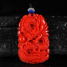 Colgante de Jade del zodiaco tallado a mano rojo Natural, joyería de moda, collar de dragón del zodiaco para hombres y mujeres 2024 - compra barato