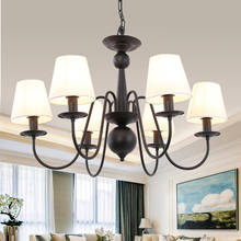 Black Rustic Chandelier Ameican Style wrought iron chandelier with Lampshade Dining room Bedroom Hotel Salon Hanging Lamp 2024 - buy cheap