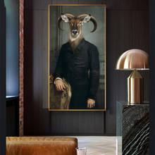 Картина на холсте ретро ностальгия Джентельмен Масляные картины настенная живопись Ram Животные Печать плаката для гостиной дома модульная стена 2024 - купить недорого