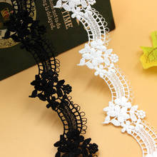 3.7cm White Black Polyester Embroidery Lace French Lace Ribbon Fabric Guipure DIY Trims Warp Knitting Sewing Accessories 2024 - buy cheap