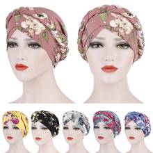 Women Braid Flower Printed Cancer Muslim Head Scarf Turban Hat Headwrap Cover​ Chemo Cap Hair Loss Ethnic Beanie Skullies 2024 - buy cheap