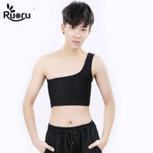 Ruoru mulher sólida les colheita topo lésbica tomboy casual fivela sólida peito curto peito binder peito trans corpo shaper colete quente 2024 - compre barato