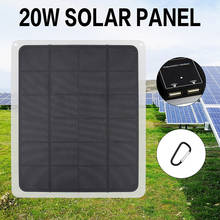 Painel solar portátil, 20w, 6v, 18v, porta usb única ou dupla, à prova d'água, carregador de bateria, para celular, carro, carregamento 2024 - compre barato