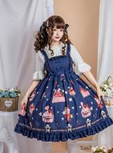 Sweet princess lolita dress vintage lace bowknot cute printing high waist victorian dress kawaii girl gothic lolita jsk loli cos 2024 - buy cheap