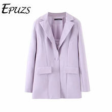 Fashion women blazers and jackets Autumn purple single button blazer jacket casual long sleeve office women blazer 2019 2024 - buy cheap