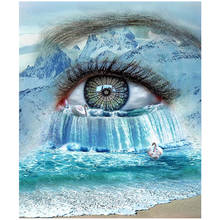 Pintura de diamante cuadrado redondo Diy, cuadro de ojo de mar, paisaje de cascada 5D, mosaico de cisne de bordado de diamantes, imagen de decoración de habitación BY224 2024 - compra barato