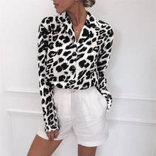 Blusa informal de Chifón con manga larga para mujer, camisa con estampado de leopardo para oficina, talla grande, 2019 2024 - compra barato