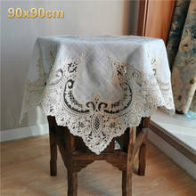 Quality European Cotton And Linen Fabric Lace Embroidery Retro Tablecloth Balcony Bedroom Small Round Table Cloth Mantel Nappe 2024 - buy cheap