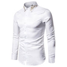 Camisa branca bordada masculina, camisa social para negócios, casual e de botão, xxl, 2022 2024 - compre barato