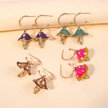 Mushroom Drop Earrings For Women Unique Drop Earring Cute Gold Color Women's Accessories Fashion Jewelry Design Trendy Jewellery 2024 - buy cheap