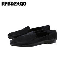 Sapatilhas femininas de luxo, loafers para mulheres, sapatos de deslizar, chinês, bico quadrado, primavera outono, sola de borracha, preto, italiano, 2021 2024 - compre barato