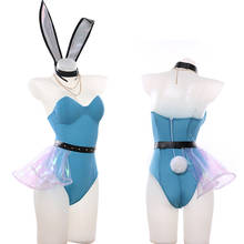 Serafine fantasia sexy de coelho para meninas, trajes para halloween com babados e cauda de coelho lol kda 2024 - compre barato