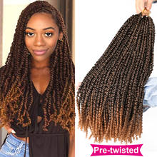 Mtmei Hair 18" 24Strands Pre-Twisted Passion Twist Crochet Hair Curly Spring Twist Braids Dark Brown Ombre Braiding Hair 2024 - buy cheap