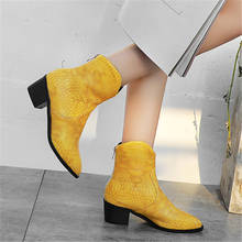 Женские ботинки, зимние новые ботильоны в западном стиле, высокие ботинки со змеиным рисунком, ботинки большого размера 32-43 2024 - купить недорого