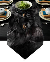 Black Cat With Hair Mystery Table Runner Table Flag Home Party Decorative Tablecloth Table Runners 2024 - buy cheap
