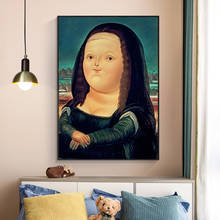 Pintura en lienzo de Mona Lisa divertida, figura clásica de Da Vinci, arte de pared, imagen de nórdico, póster para sala de estar, decoración del hogar 2024 - compra barato