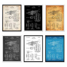 Vintage Trumpet Patent 1939 Patent Music Blueprint Poster Canvas Painting Print Wall Décor Living Home Art 2024 - buy cheap