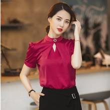 Fashion Women Blouses & Shirts Red Short Sleeve Ladies Office Uniform Blouses Summer OL Styles 2024 - buy cheap