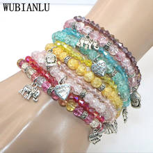 WUBIANLU New 6mm Double Row Cracked Crystal Stone Beads Bracelets For Girls In Charm Bracelets Elephant Heart Pendant Jewelry 2024 - buy cheap