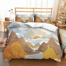 Juego de ropa de cama con paisaje de Amanecer y atardecer, 2/3 piezas, funda de edredón con ondas de montaña, juego de funda de cama doble, sin sábanas 2024 - compra barato