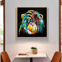 Faca de paleta gorila animal potrait artesanal lona pintura a óleo abstrata moderna arte da parede decoração casa imagem para sala estar 2024 - compre barato