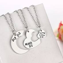 BIG SIS MIDDLE SIS LITTLE SIS Sister 3 Piece Necklace Set Best friend Cut Heart Necklace Family Jewelry 2024 - buy cheap