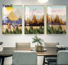 Abstracto paisagem montanha veados nordic posters e cópias da parede arte da lona quadros de parede para sala estar decoração 2024 - compre barato