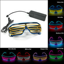 Fashion Multicolor LED Glasses with 3V Steady on Driver EL Wire Luminous Shutter Glasses Glow Party Supplies 2024 - buy cheap