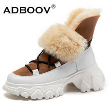 ADBOOV Wool Snow Boots Women Real Fur Winter Shoes Genuine Leather High Top Chunky Sneakers Ladies 2024 - buy cheap