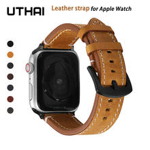 UTHAI A38 Leather strap for Apple Watch Band 44mm 42mm strap for iwatch 7 6 5 4 3 2 1 se 40mm 38mm for iwatch  series 4 3 2 1 2024 - buy cheap