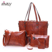 4pcs Hollow Out Women Bag Set Fashion Women Handbag Pu Leather Women Shoulder Bags+Crossbody Messenger Bag+Small Purse Clutch 2024 - buy cheap