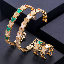 Conjunto de joias janechalee com pulseira bracelete africano, conjunto exclusivo de joias para mulheres casamento zircônia cúbica cristal cz dubai 2024 - compre barato