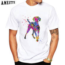 AMEITTE Clever Magyar Dog Design T-Shirt Summer Men Short Sleeve Hungarian Vizsla Watercolor Print Boy White Tops Casual Tees 2024 - buy cheap