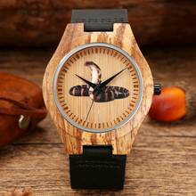 Unique 3D Snake Pattern Dial Men's Wood Quartz Watch Black Leather Watches Exquisite Wooden Watch for Men Women Retro Relojes 2024 - buy cheap