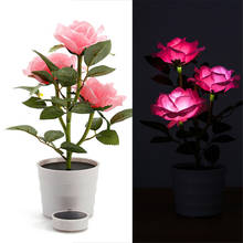 Luz de led solar para áreas externas, rosa, flores de rosa, luzes led artificiais, vaso de rosa, flor bonsai, quintal pátio, jardim, natal, decoração de casa