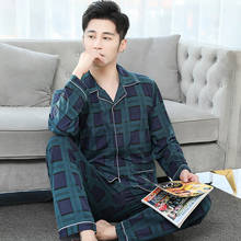 Spring Autumn Men's Pajamas Sets Fashion Plaid Long Sleeve Sleepwear Large Size Home Clothes For Man Casual Pyjama Trousers Suit 2024 - buy cheap