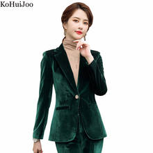 Verde azul veludo blazer senhoras elegante magro único botão terno jaquetas tamanho grande blazer feminino jaquetas casuais outwear 3xl 4xl 2024 - compre barato