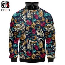 OGKB-Chaqueta de cuello alto con cremallera 3D para hombre, chándales de manga larga con estampado 3D de serpiente y Calavera, ropa de calle Harajuku 2024 - compra barato