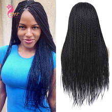 Pelucas trenzadas largas y rectas para mujeres negras, peluca trenzada de caja sintética de 26 pulgadas, hecha a mano 2024 - compra barato