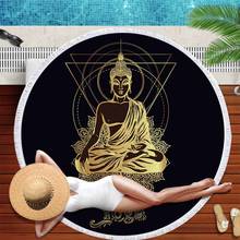 Hot Stamping Buddha Statue Round Beach Towel Microfiber Towel For Adult Big Pool Swimming Beach Picnic Yoga Mat Tapestry Blanket 2024 - buy cheap