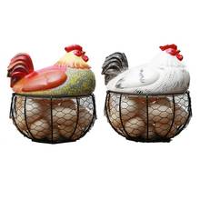 Practical Ceramic Egg Holder Chicken Wire Egg Basket Fruit Basket Collection Hen Ornaments Decoration Kitchen Storage 19CMX22CM 2024 - buy cheap