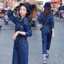 Retro Style Blue Denim Jumpsuits Women Rompers Spring 2021 New Fashion Casual Hand-frayed Cargo Pants Full Sleeve Playsuit Y1009 2024 - buy cheap
