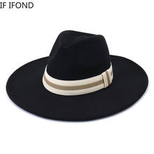 New Fedora Hats Women Men Big Brim 9.5cm Winter Wool Felted Hats White Black Panama Church Wedding Hats 2024 - buy cheap